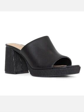 NYDJ Dewi Platform Mule Sandals Black Slide Block Heel